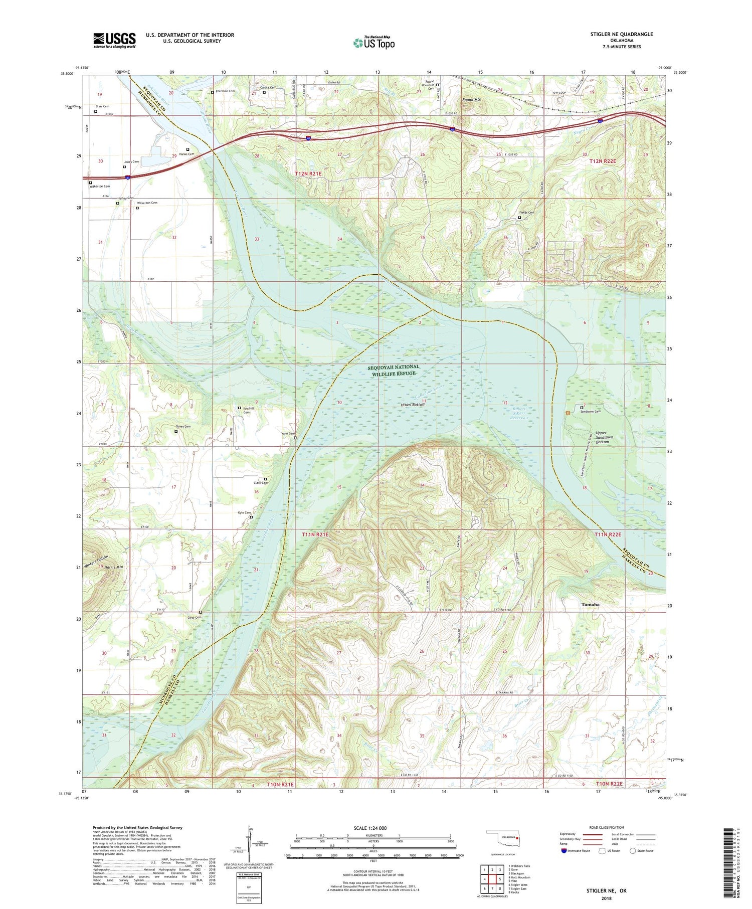 Stigler NE Oklahoma US Topo Map Image