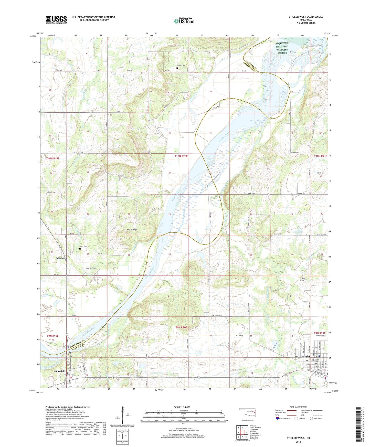 Stigler West Oklahoma US Topo Map Image