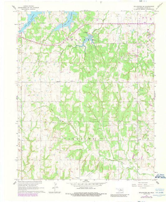 Classic USGS Stillwater SW Oklahoma 7.5'x7.5' Topo Map Image