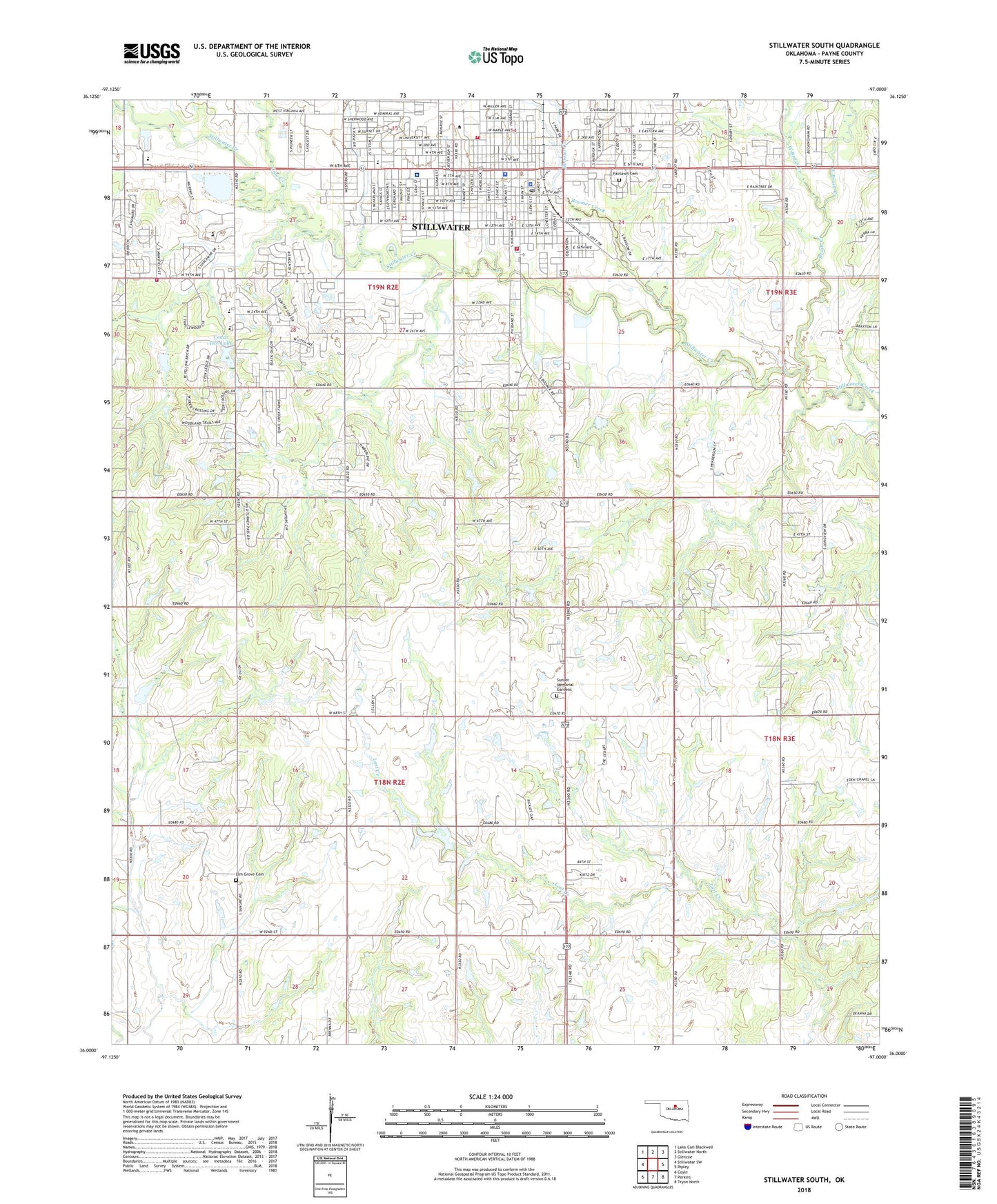 Stillwater South Oklahoma US Topo Map Image