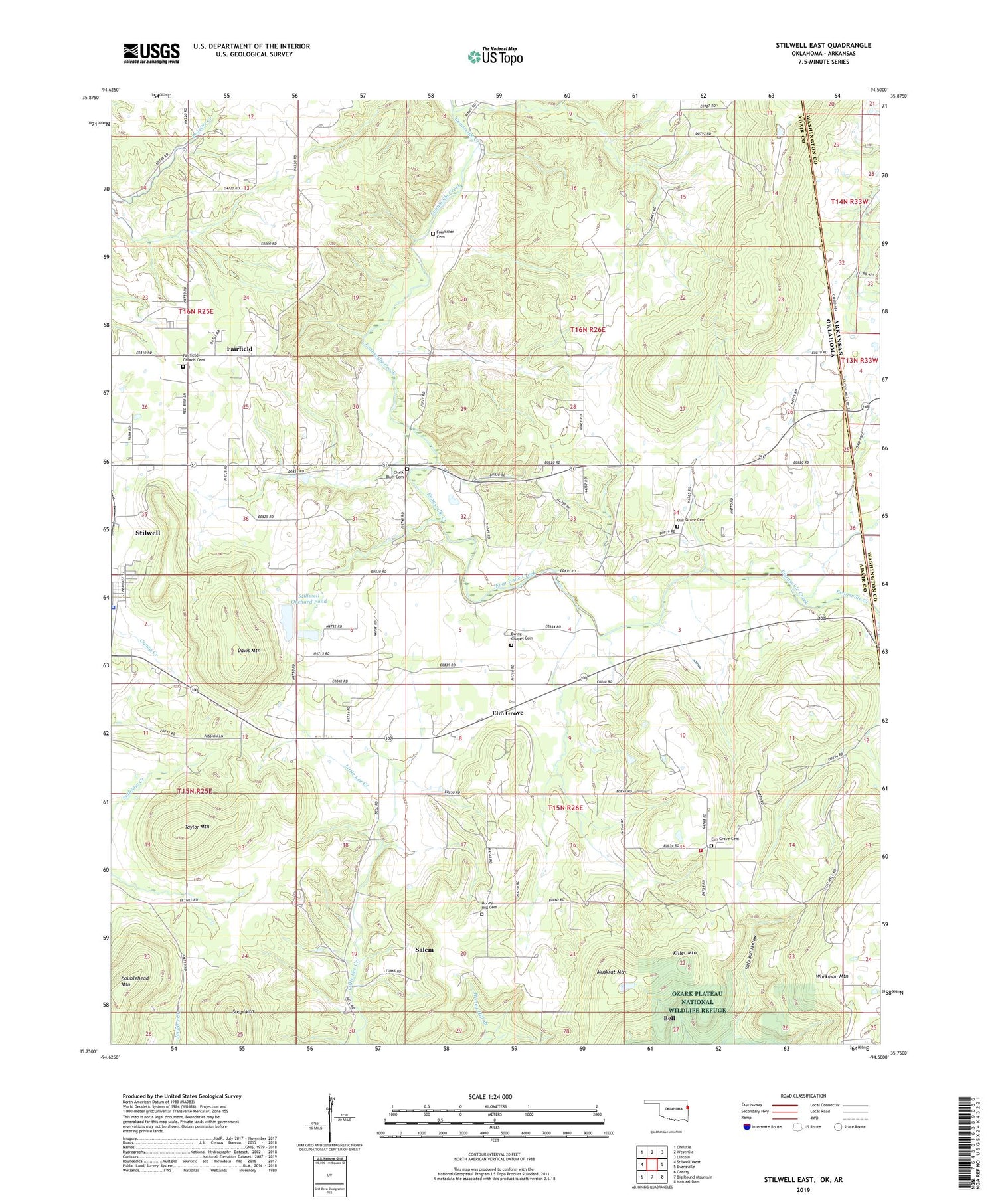 Stilwell East Oklahoma US Topo Map Image