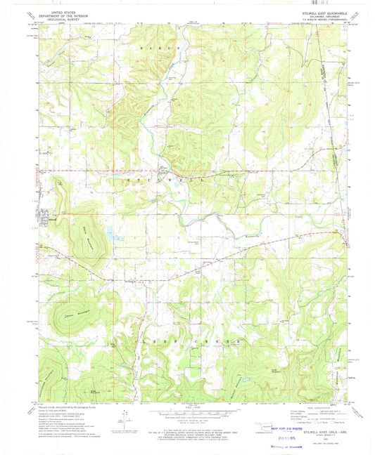 Classic USGS Stilwell East Oklahoma 7.5'x7.5' Topo Map Image