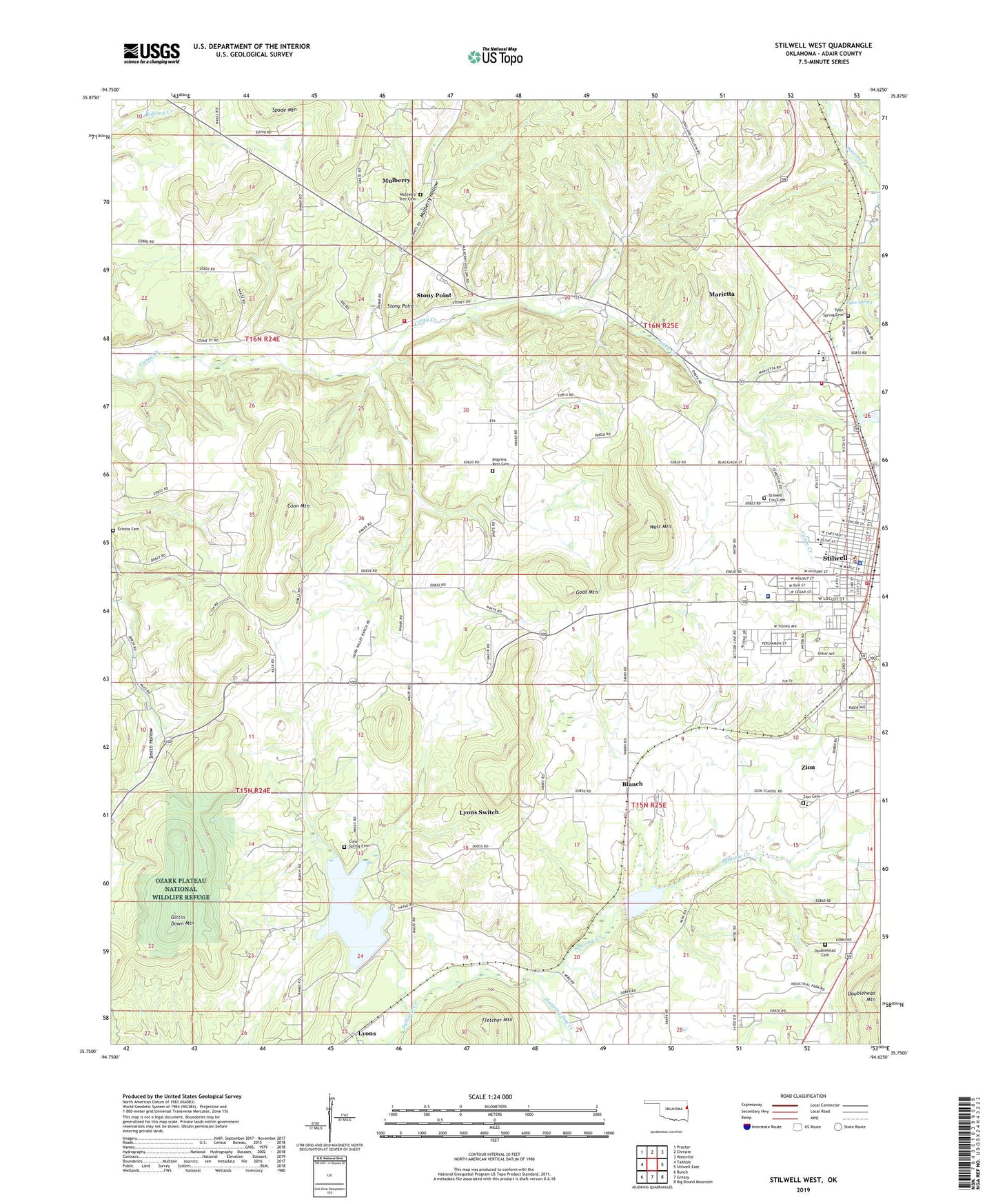Stilwell West Oklahoma US Topo Map Image