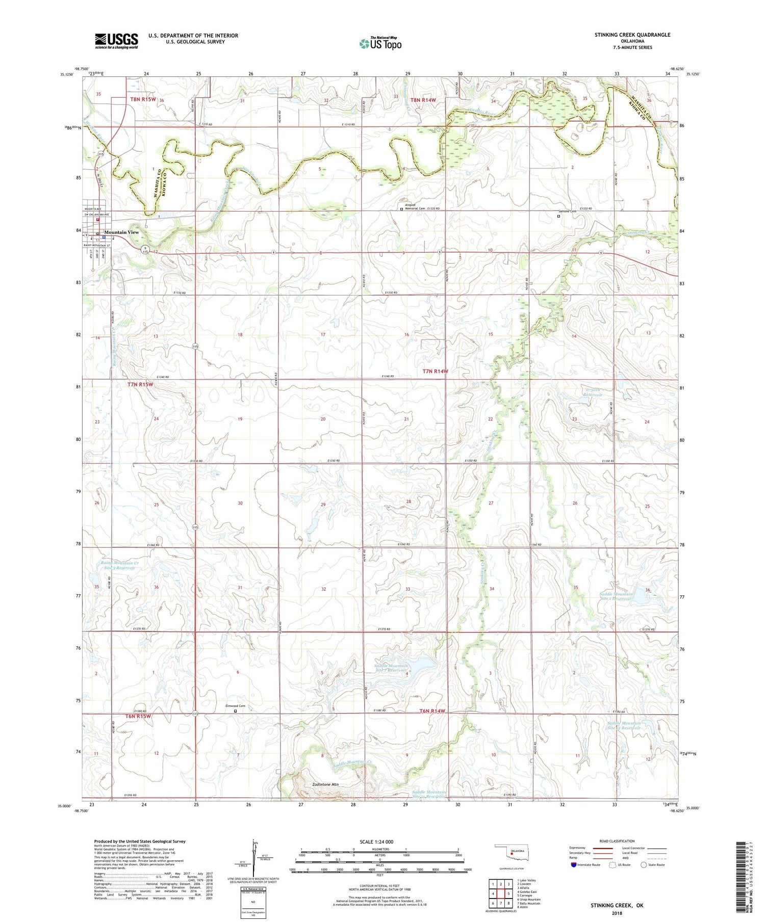 Stinking Creek Oklahoma US Topo Map Image