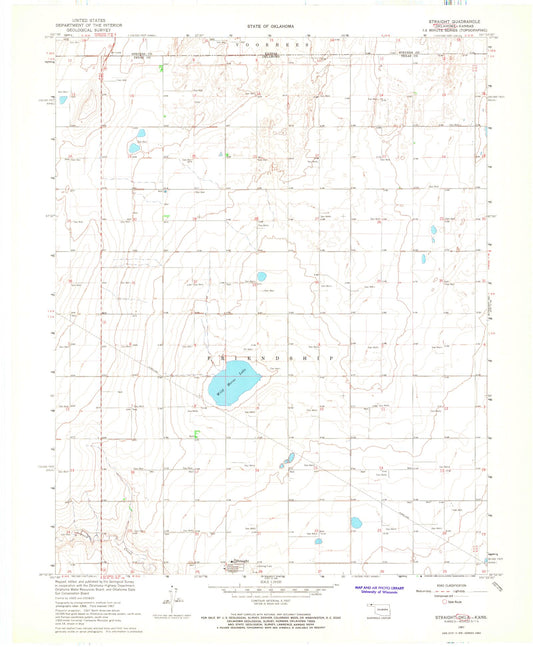 Classic USGS Straight Oklahoma 7.5'x7.5' Topo Map Image