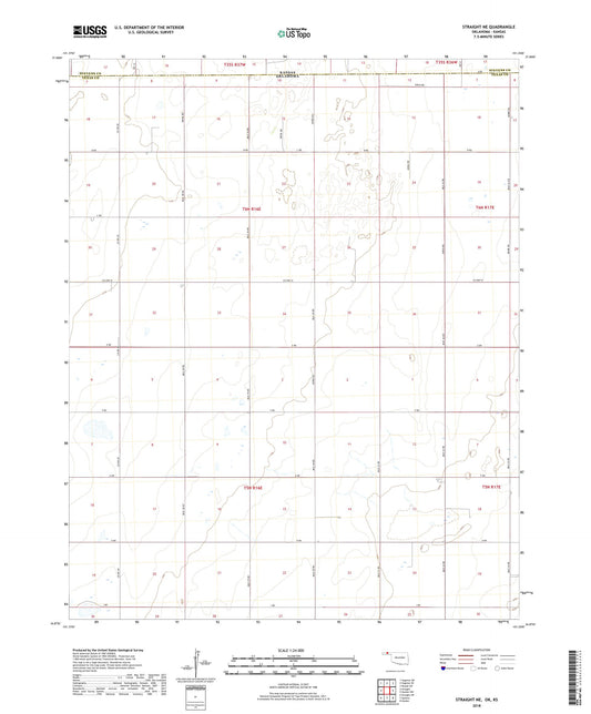 Straight NE Oklahoma US Topo Map Image