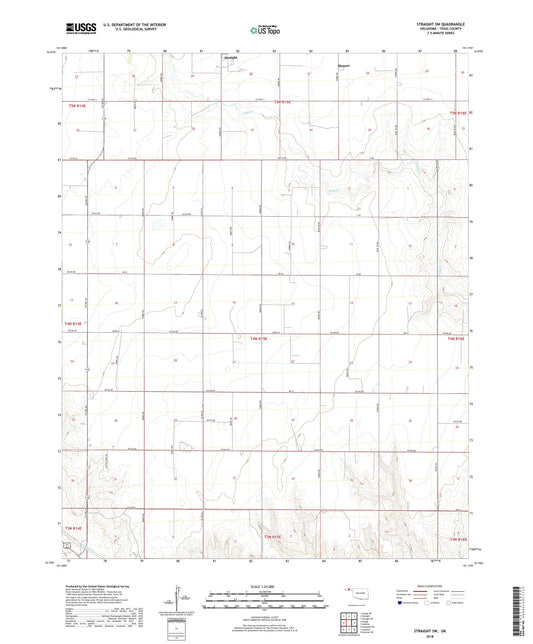 Straight SW Oklahoma US Topo Map Image