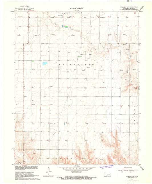 Classic USGS Straight SW Oklahoma 7.5'x7.5' Topo Map Image