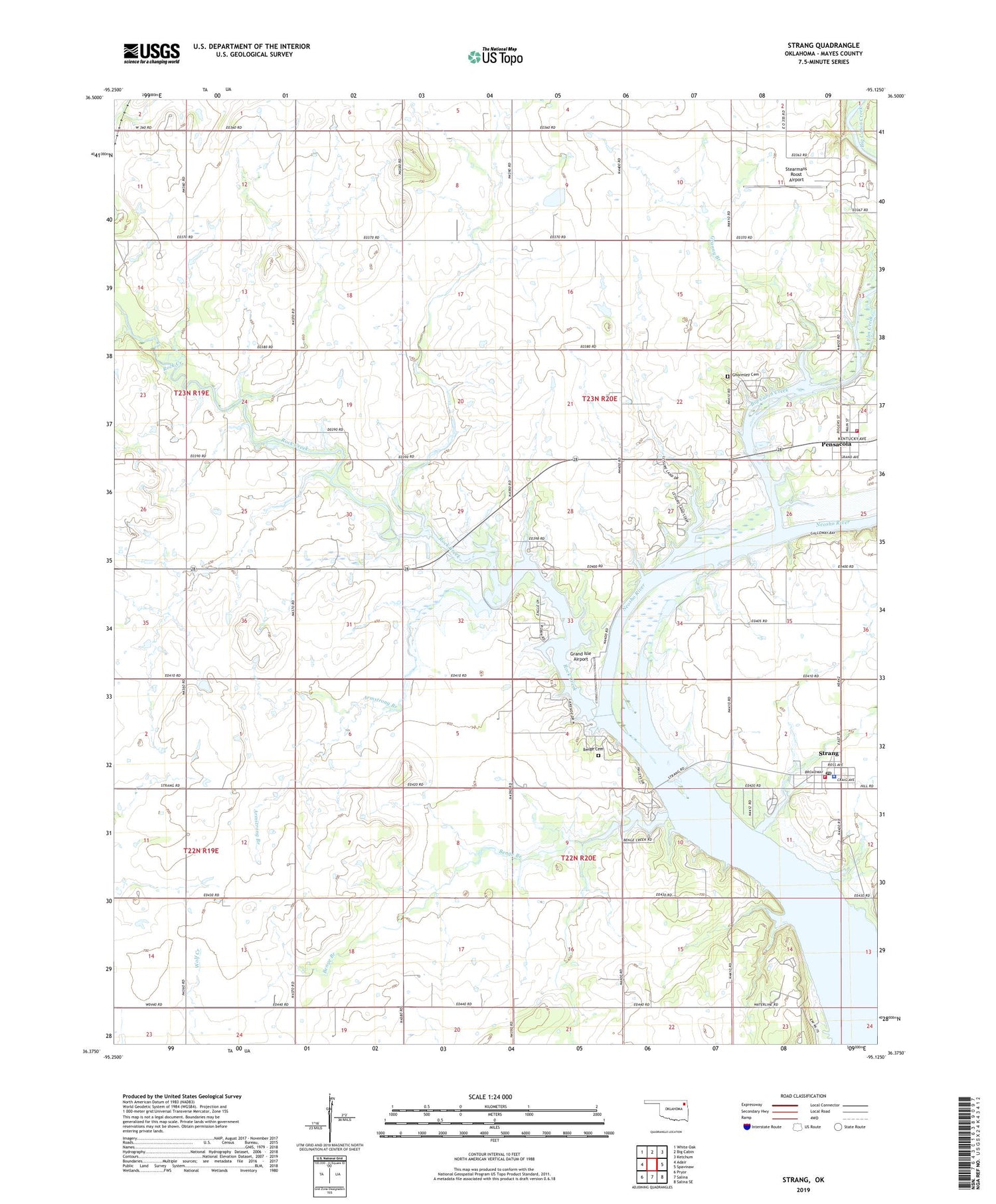 Strang Oklahoma US Topo Map Image