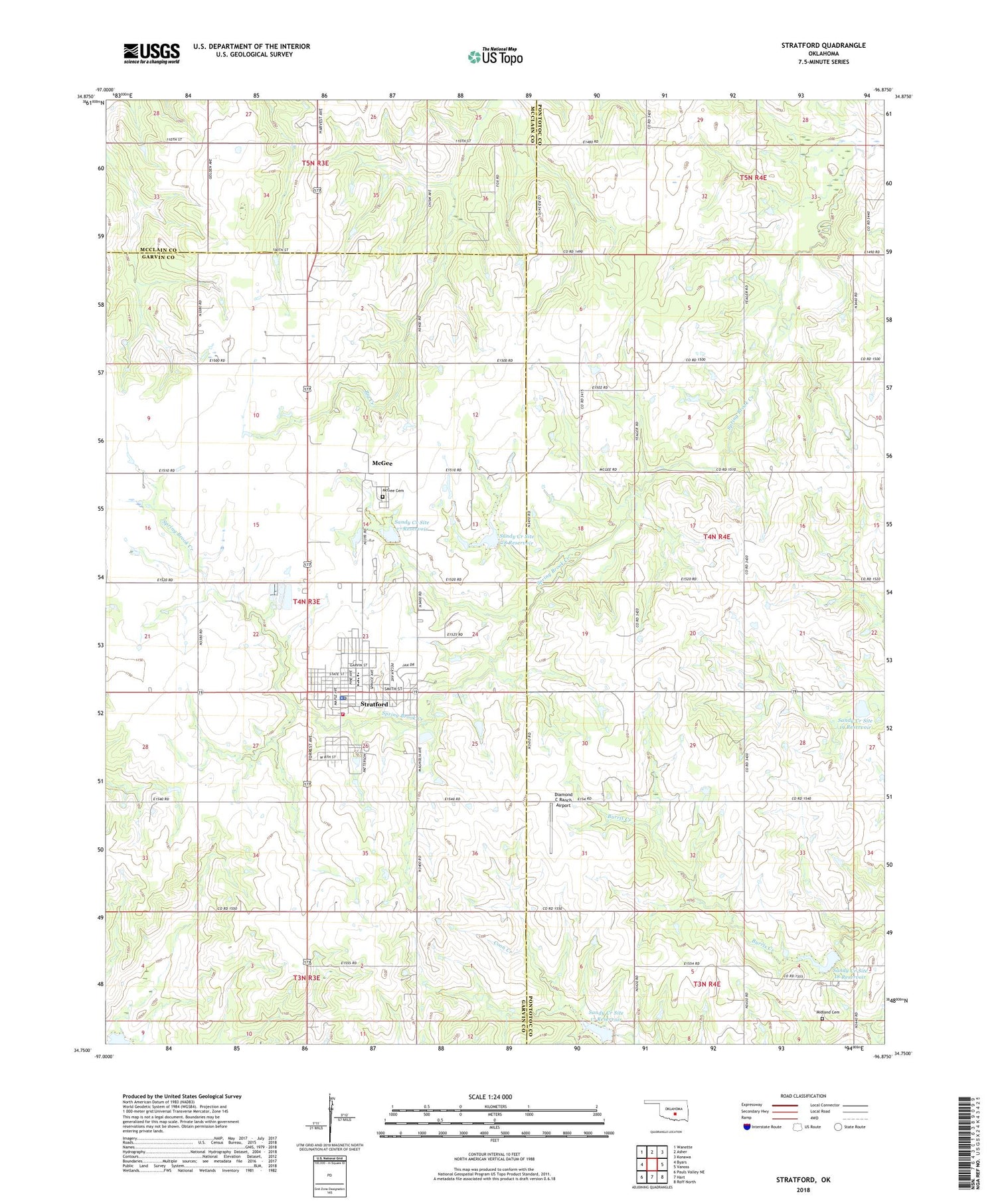 Stratford Oklahoma US Topo Map Image