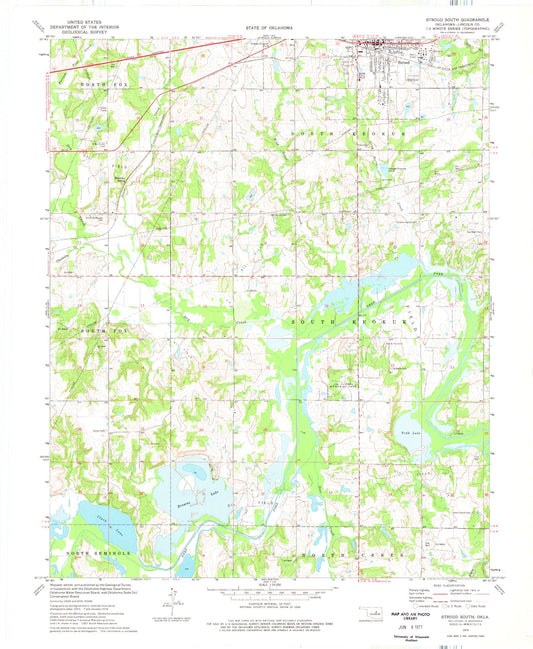 Classic USGS Stroud South Oklahoma 7.5'x7.5' Topo Map Image