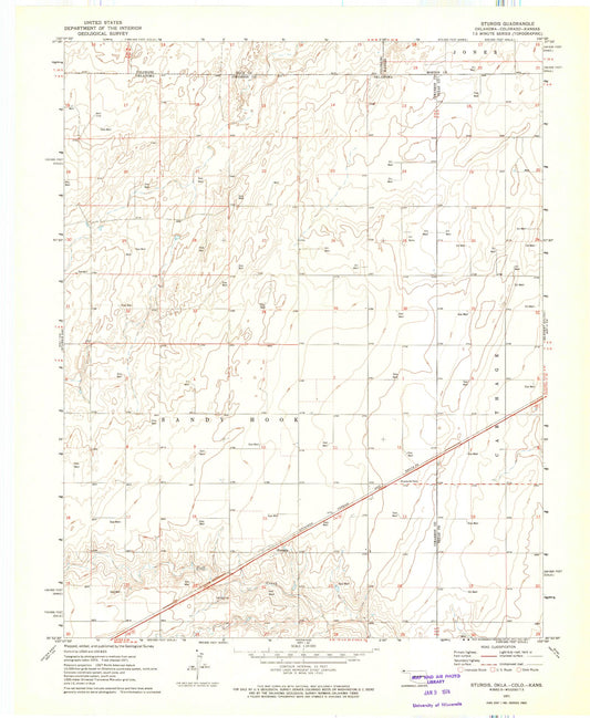 Classic USGS Sturgis Oklahoma 7.5'x7.5' Topo Map Image