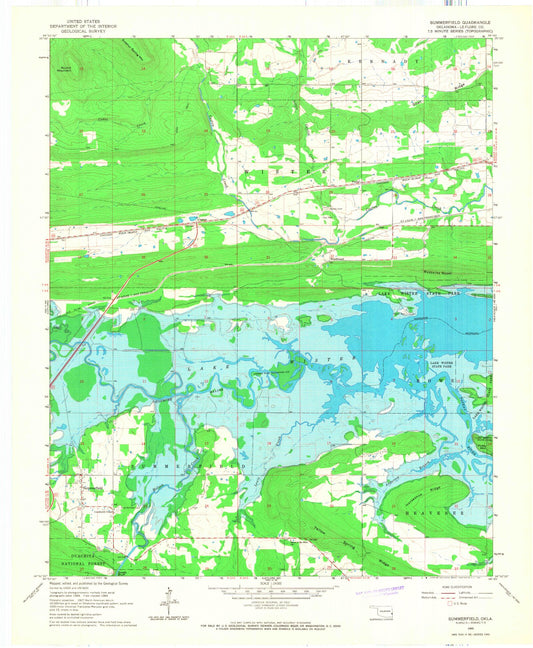 Classic USGS Summerfield Oklahoma 7.5'x7.5' Topo Map Image