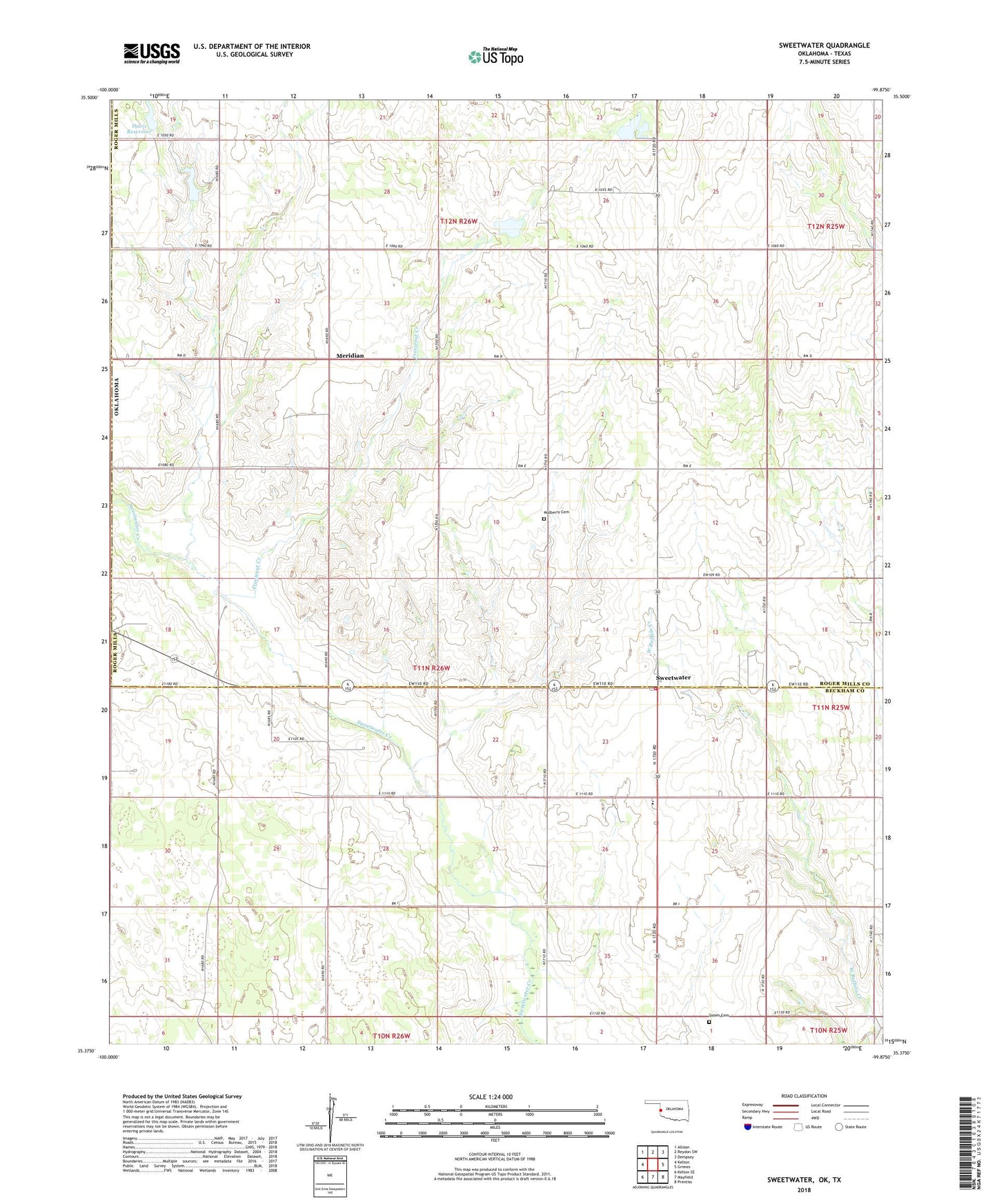 Sweetwater Oklahoma US Topo Map Image
