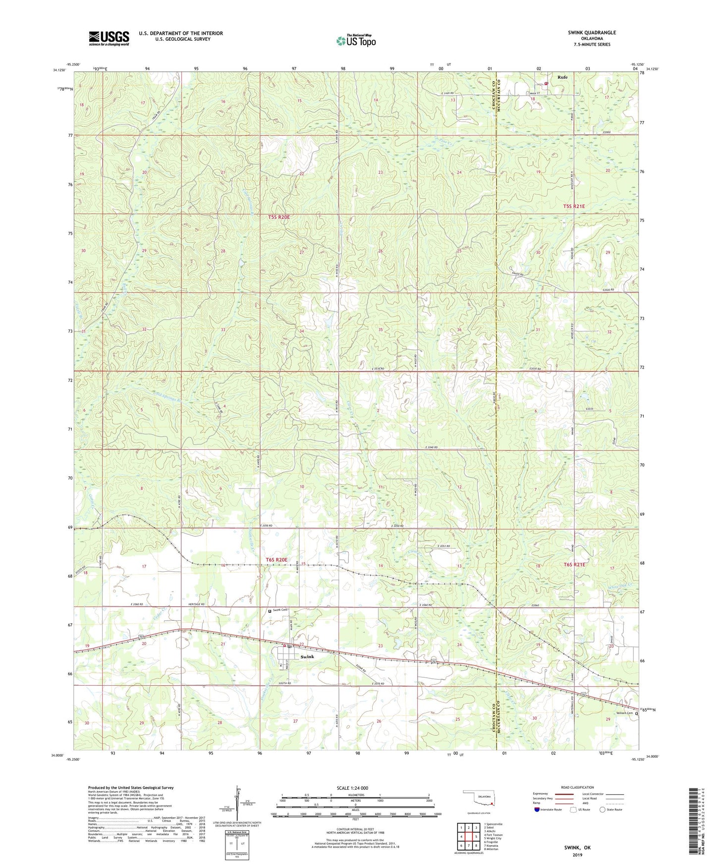 Swink Oklahoma US Topo Map Image