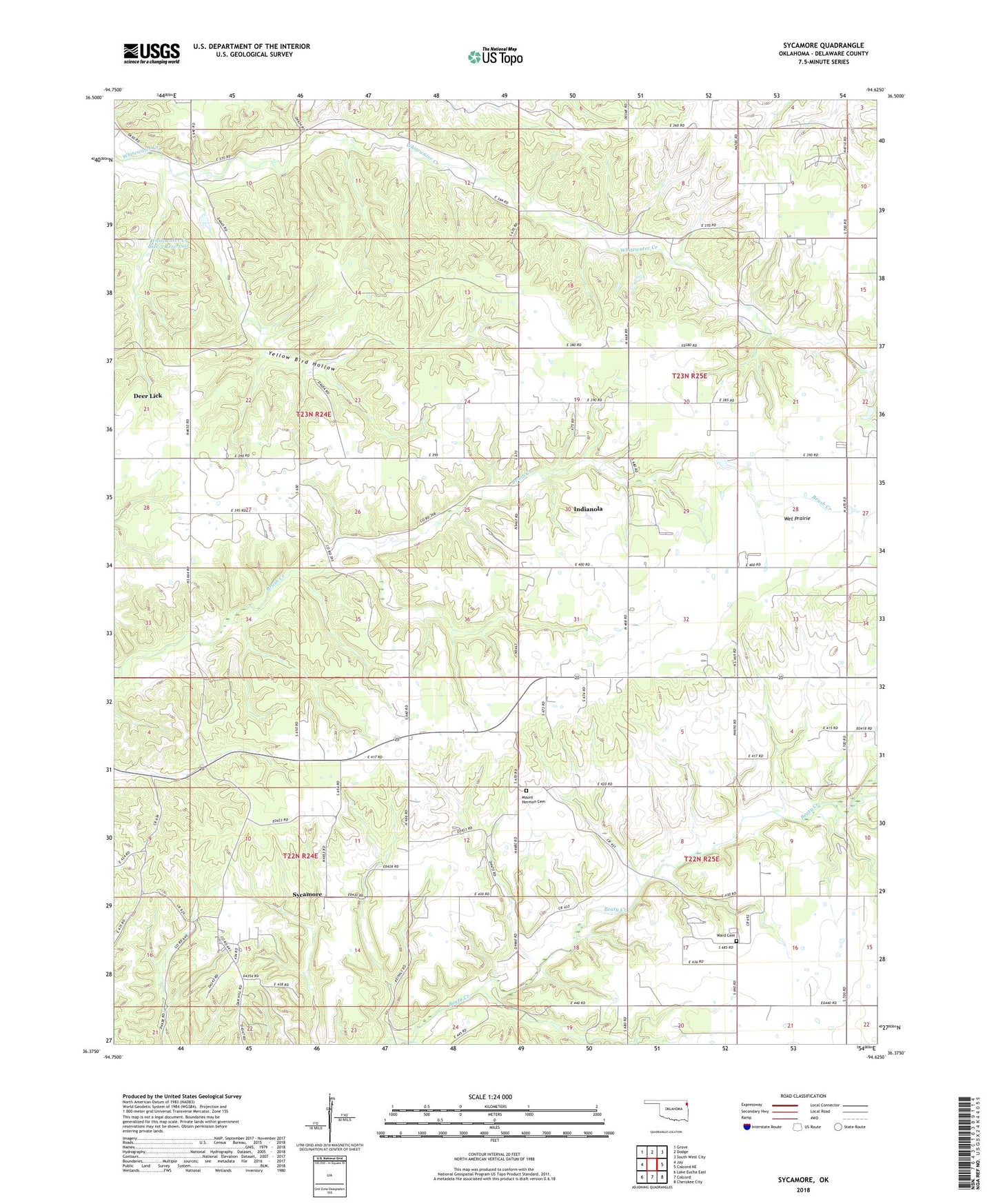 Sycamore Oklahoma US Topo Map Image