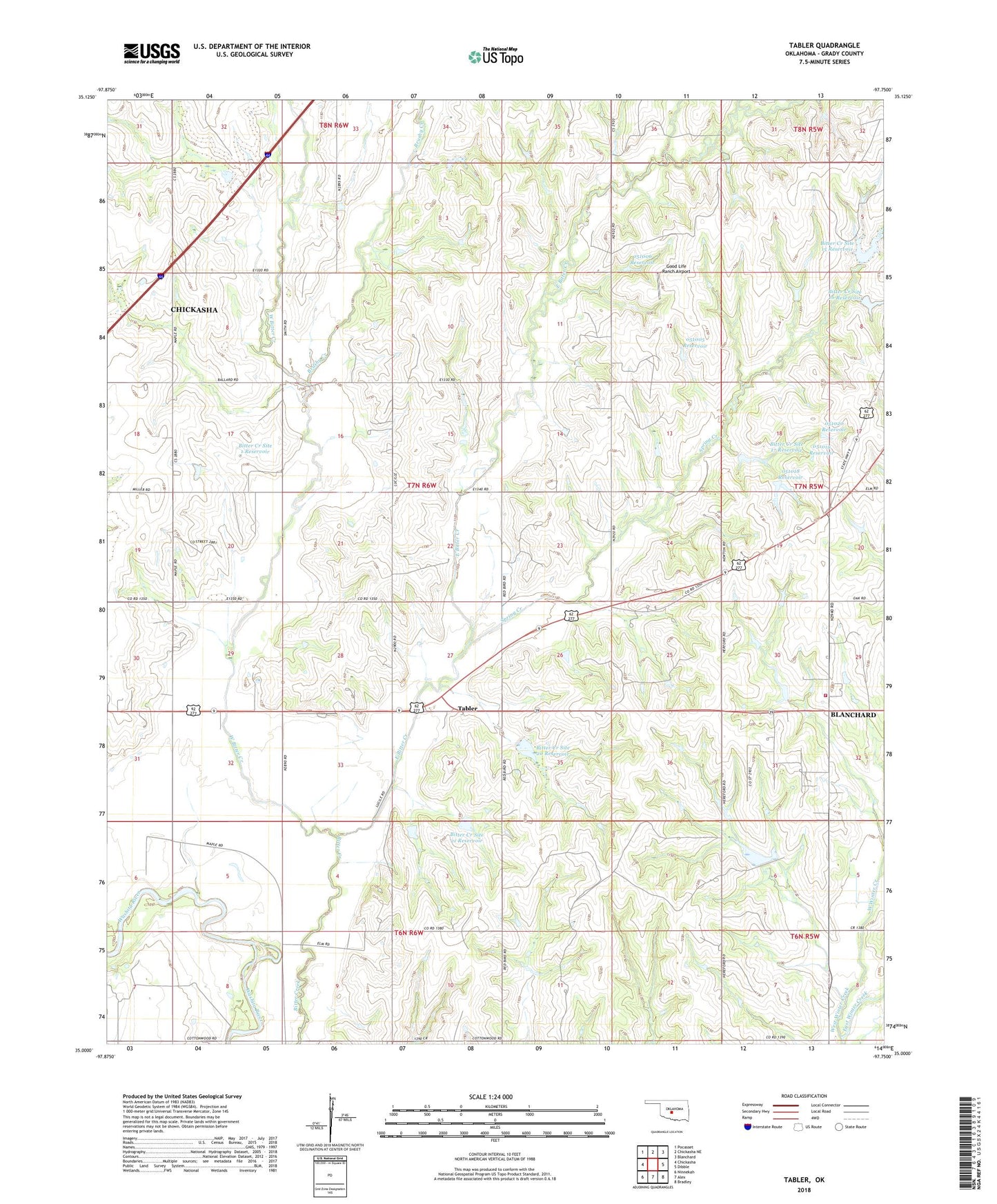 Tabler Oklahoma US Topo Map Image