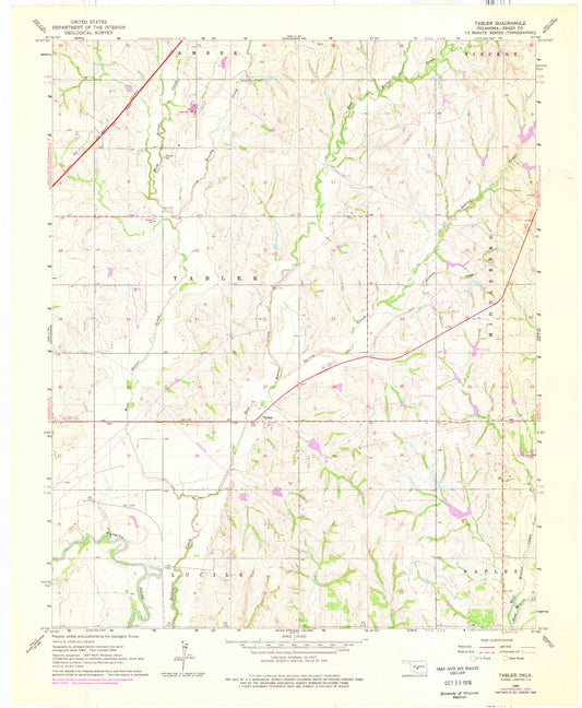 Classic USGS Tabler Oklahoma 7.5'x7.5' Topo Map Image