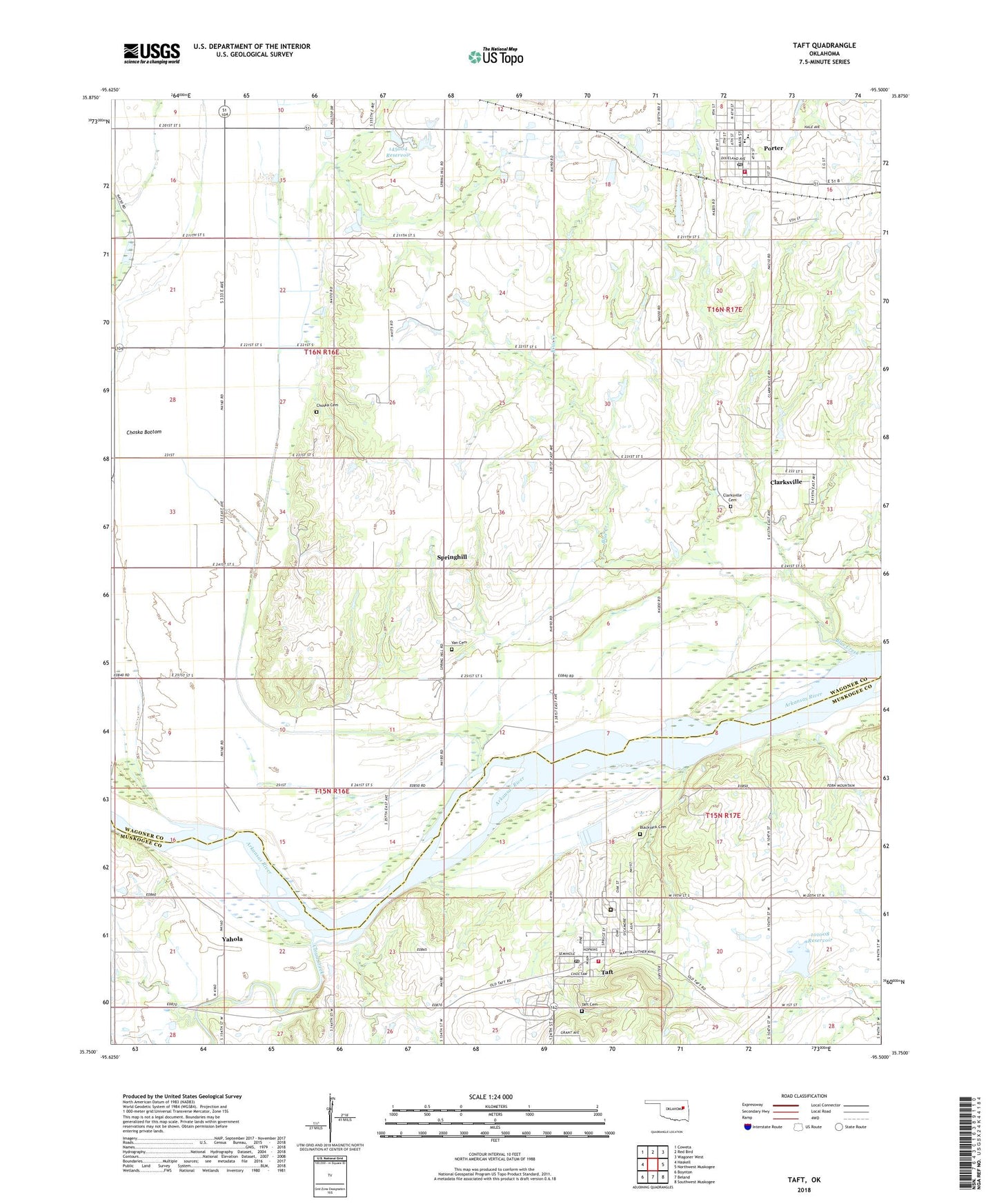 Taft Oklahoma US Topo Map Image