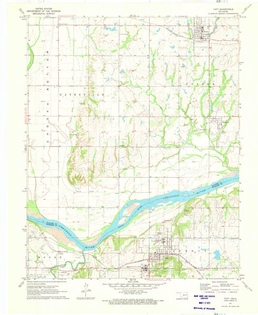 Classic USGS Taft Oklahoma 7.5'x7.5' Topo Map Image