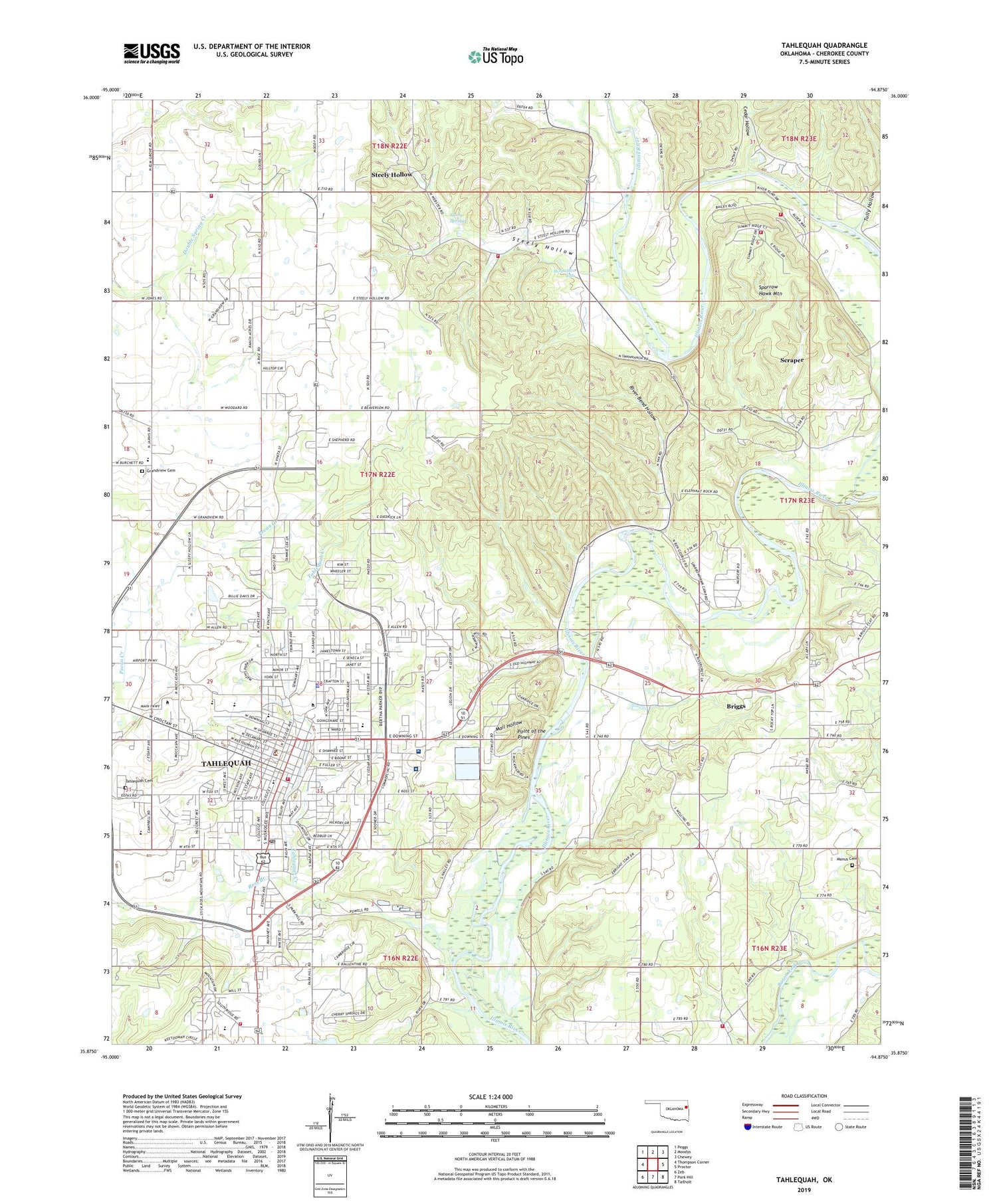 Tahlequah Oklahoma US Topo Map Image