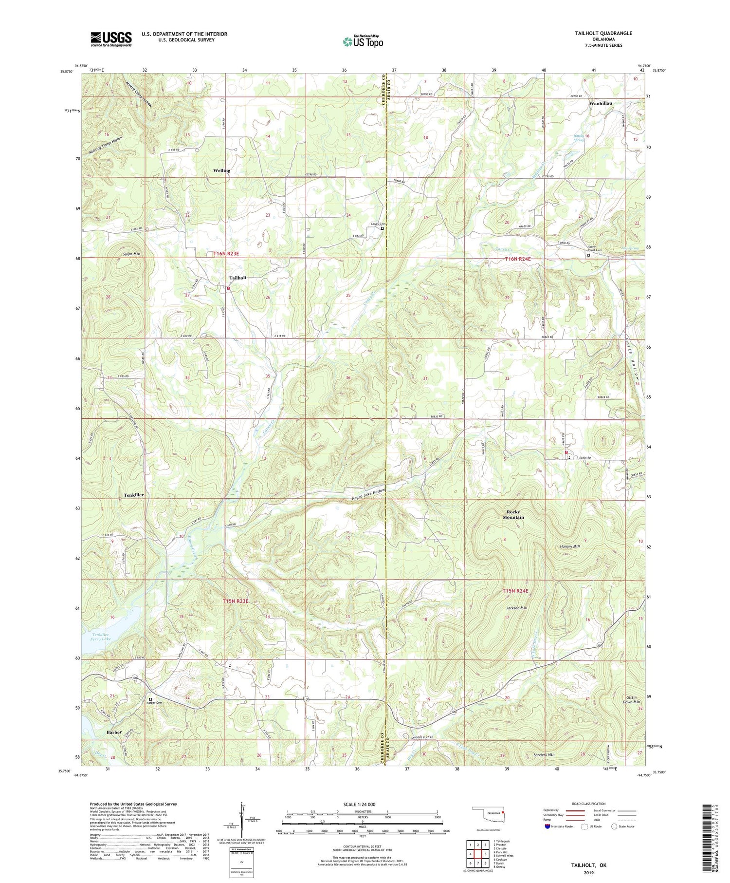 Tailholt Oklahoma US Topo Map Image