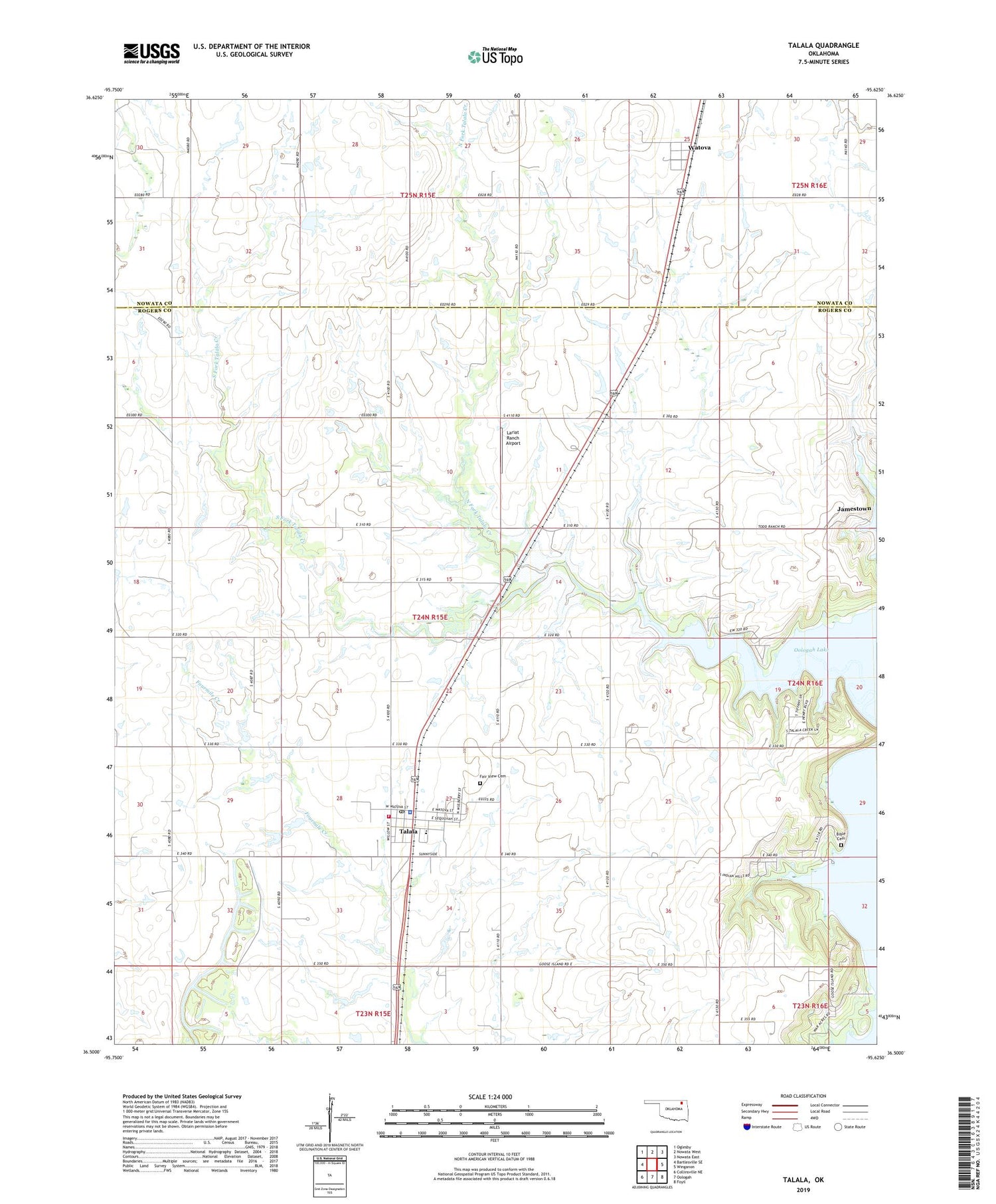 Talala Oklahoma US Topo Map Image