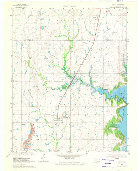 Classic USGS Talala Oklahoma 7.5'x7.5' Topo Map Image