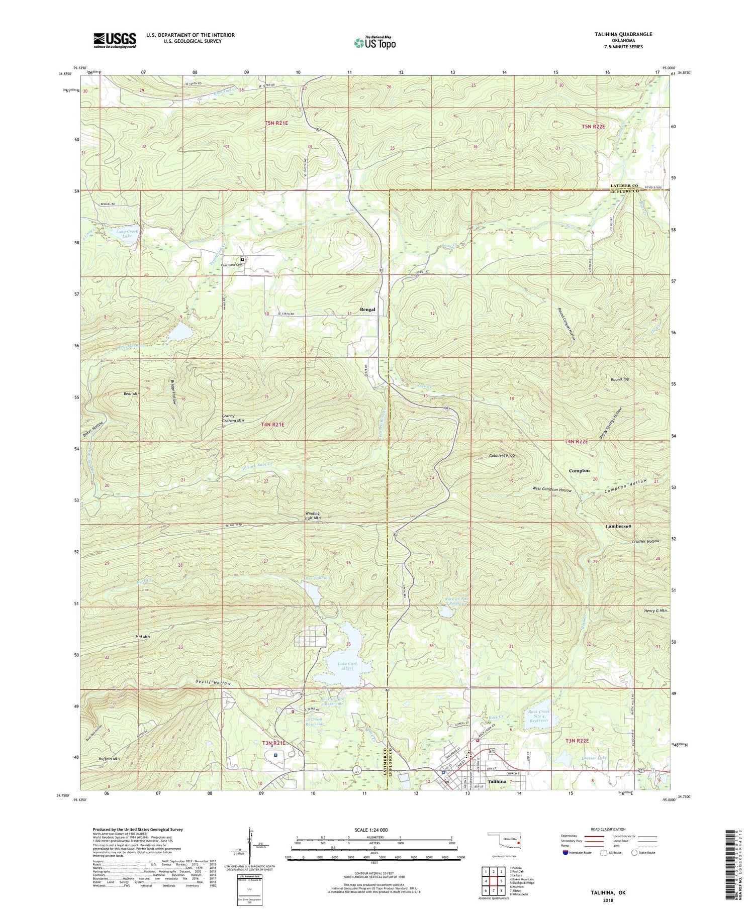 Talihina Oklahoma US Topo Map Image