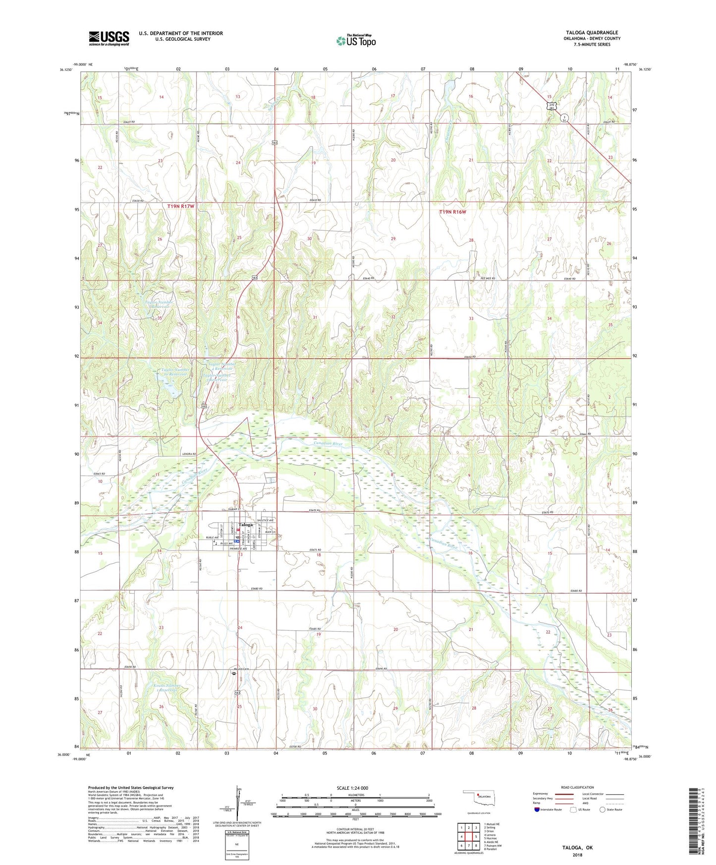 Taloga Oklahoma US Topo Map Image