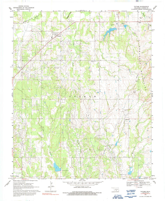 Classic USGS Tatums Oklahoma 7.5'x7.5' Topo Map Image