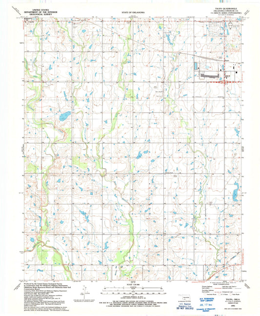 Classic USGS Taupa Oklahoma 7.5'x7.5' Topo Map Image