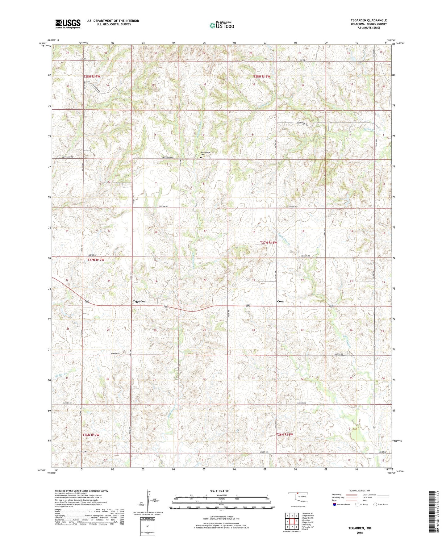 Tegarden Oklahoma US Topo Map Image
