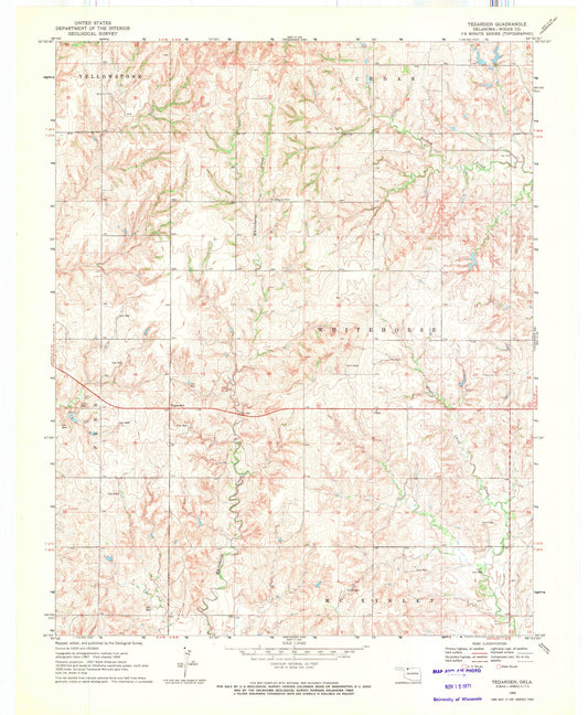Classic USGS Tegarden Oklahoma 7.5'x7.5' Topo Map Image