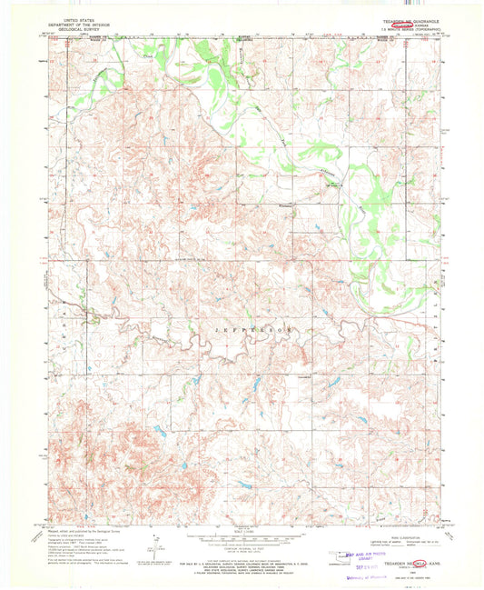 Classic USGS Tegarden NE Oklahoma 7.5'x7.5' Topo Map Image