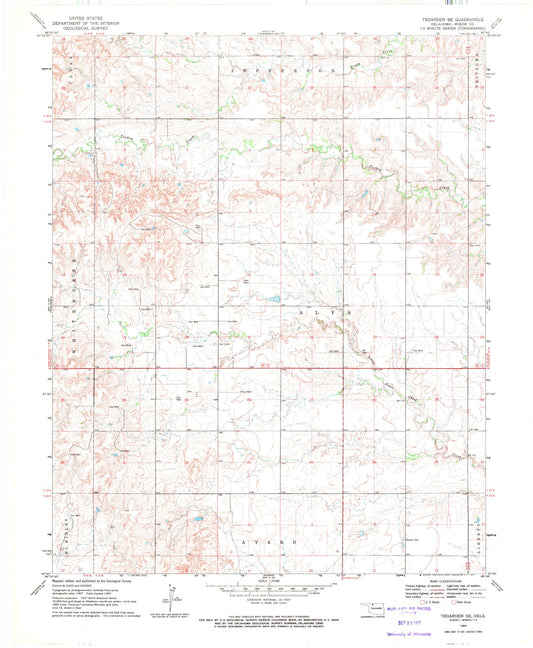 Classic USGS Tegarden SE Oklahoma 7.5'x7.5' Topo Map Image