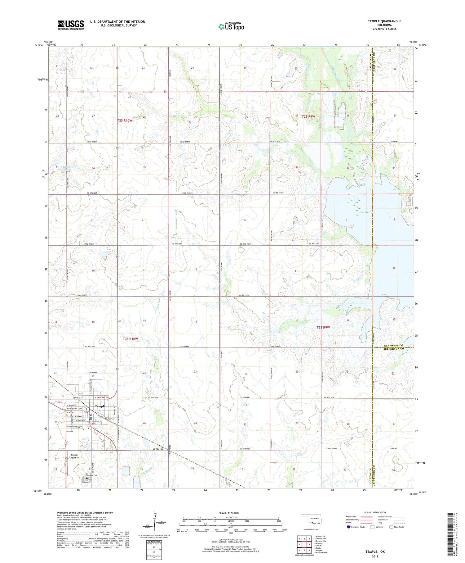 Temple Oklahoma US Topo Map Image