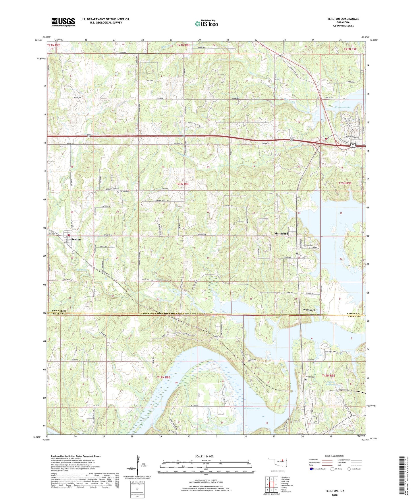 Terlton Oklahoma US Topo Map Image