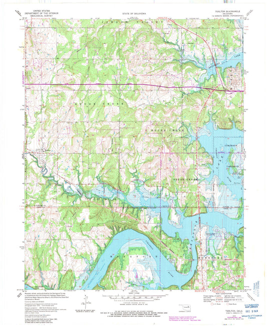 Classic USGS Terlton Oklahoma 7.5'x7.5' Topo Map Image