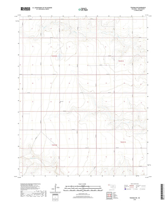 Texhoma NW Oklahoma US Topo Map Image