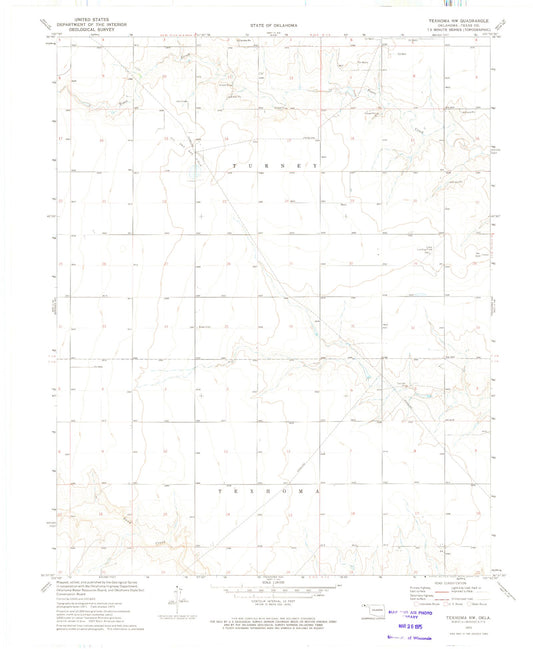 Classic USGS Texhoma NW Oklahoma 7.5'x7.5' Topo Map Image