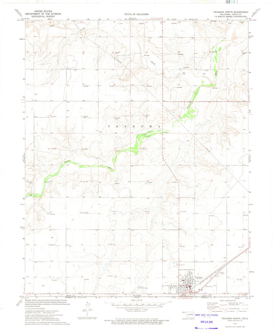Classic USGS Texhoma North Oklahoma 7.5'x7.5' Topo Map Image
