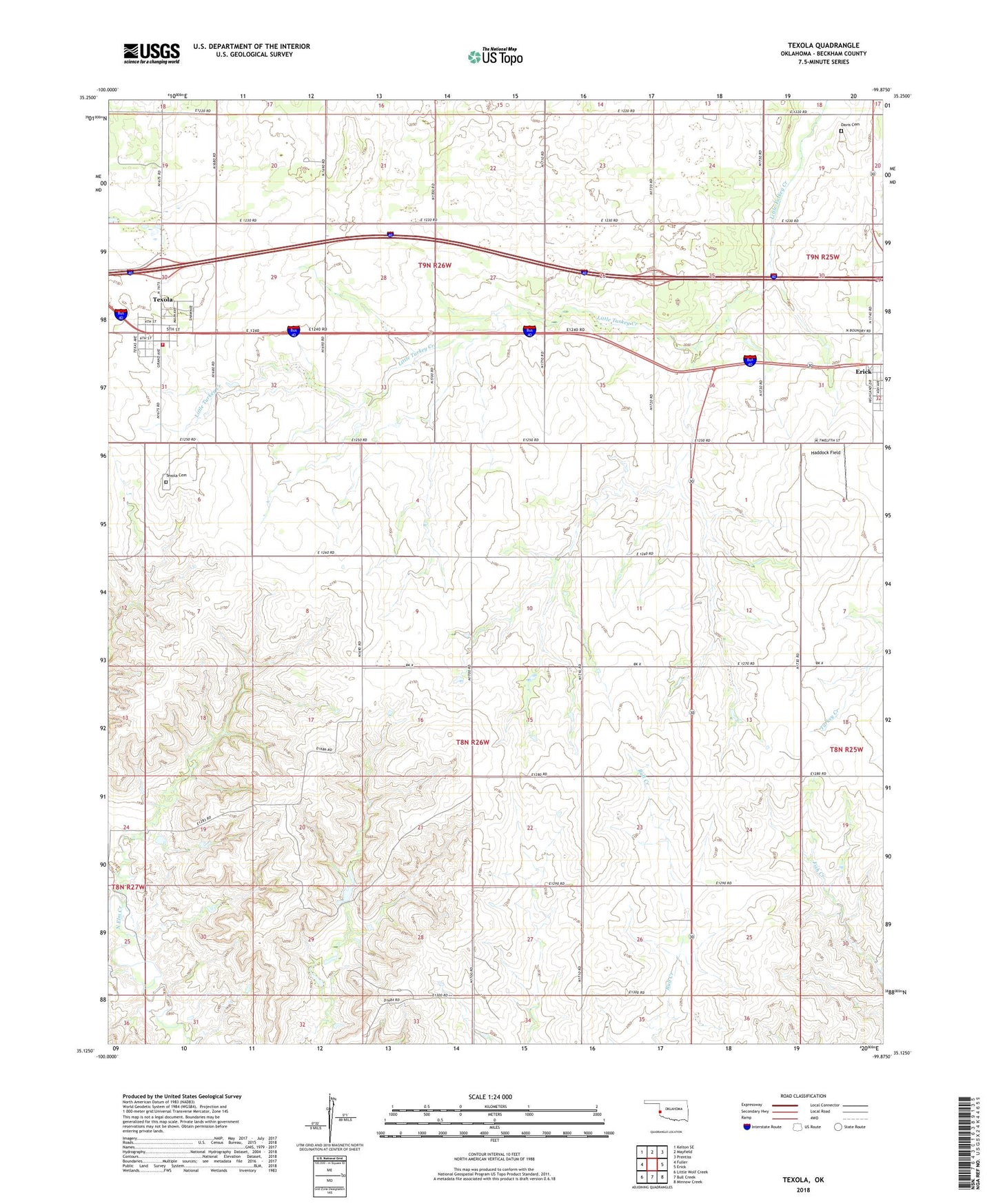 Texola Oklahoma US Topo Map Image