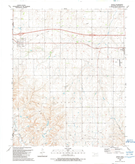 Classic USGS Texola Oklahoma 7.5'x7.5' Topo Map Image