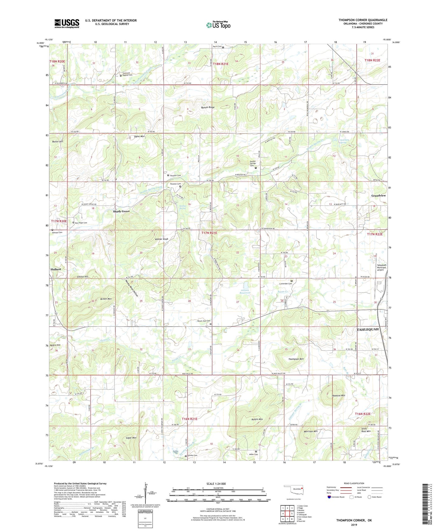 Thompson Corner Oklahoma US Topo Map Image