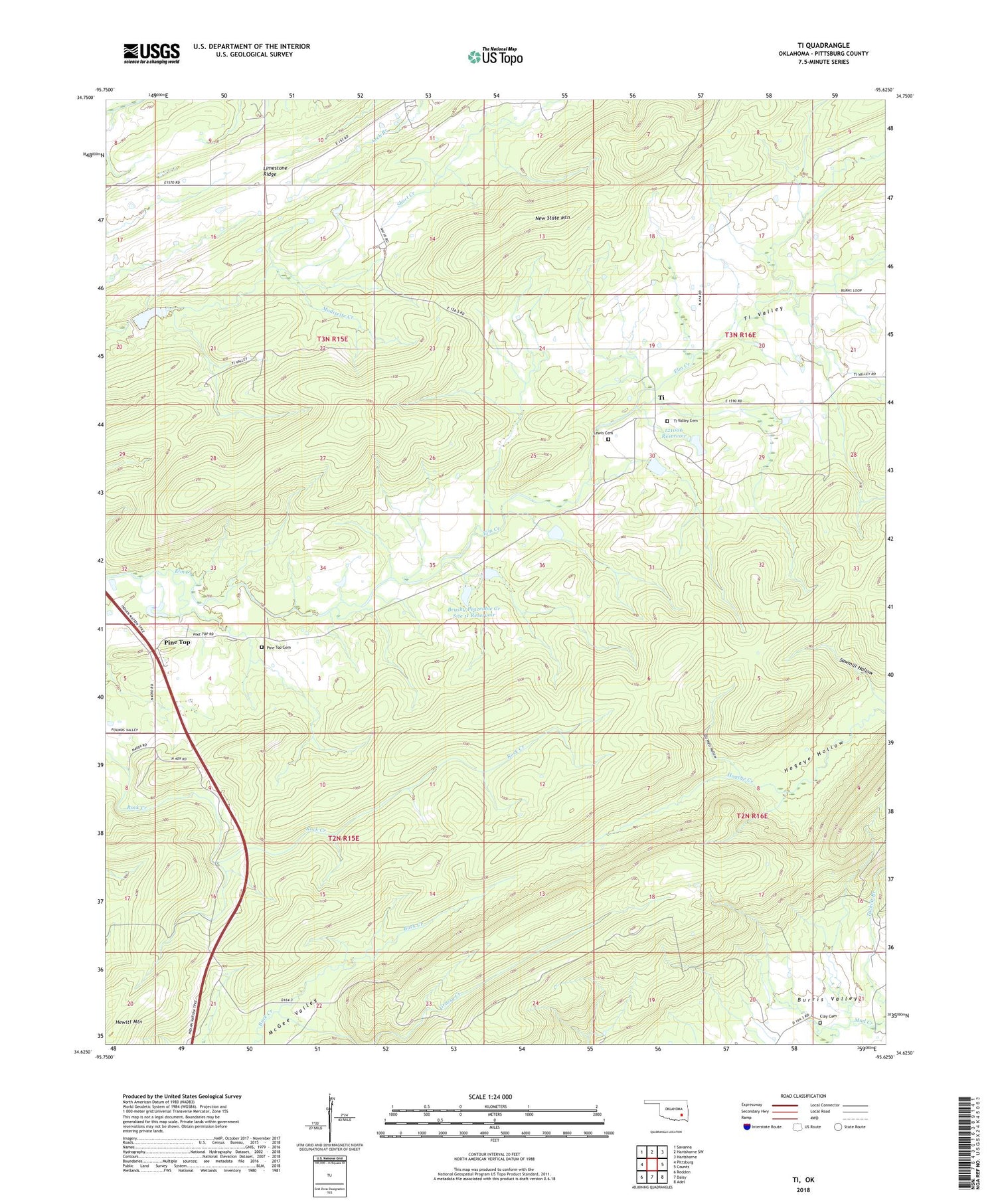 Ti Oklahoma US Topo Map Image