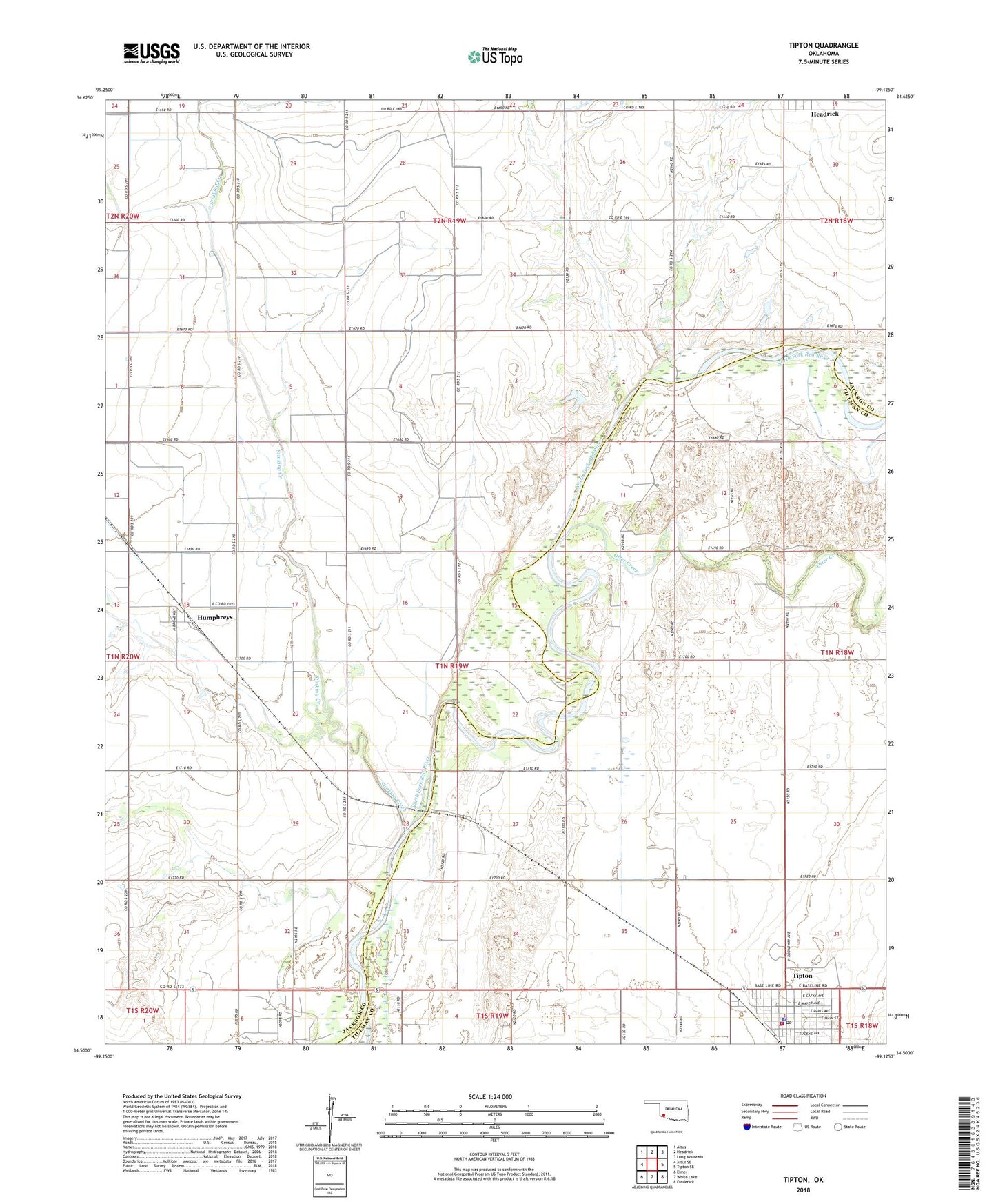 Tipton Oklahoma US Topo Map Image