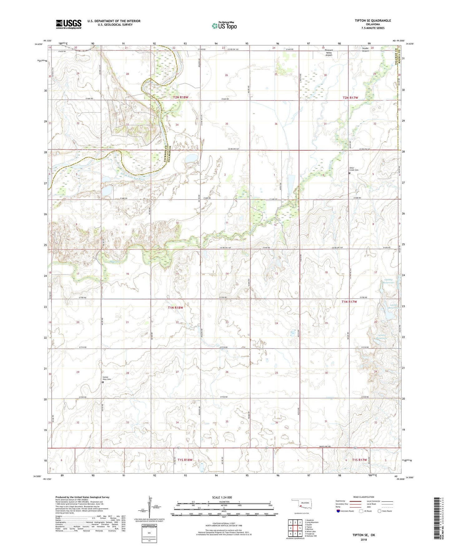 Tipton SE Oklahoma US Topo Map Image