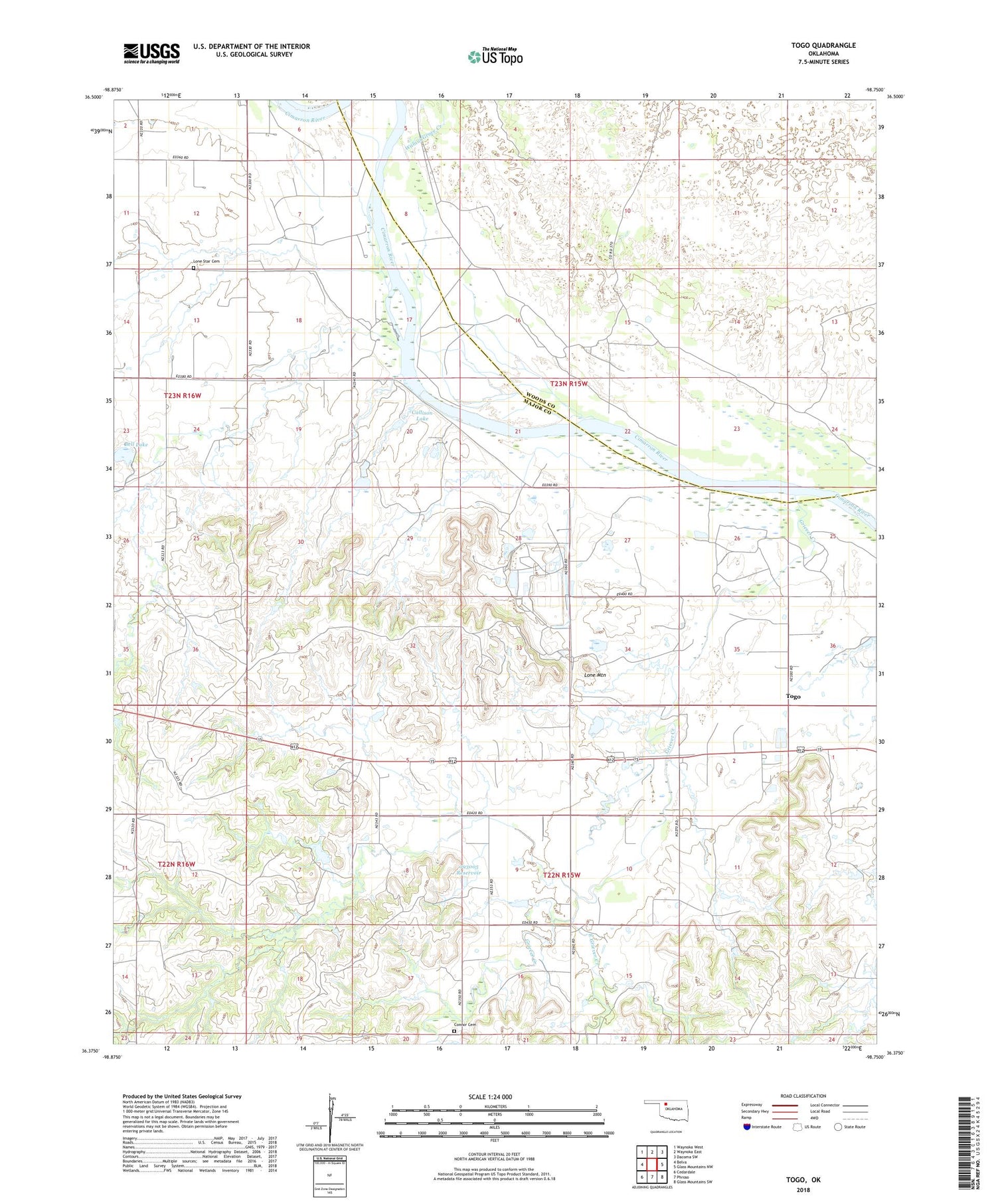 Togo Oklahoma US Topo Map Image