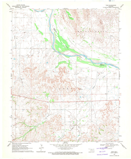 Classic USGS Togo Oklahoma 7.5'x7.5' Topo Map Image